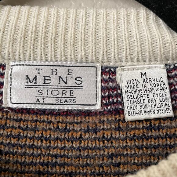 Vintage Sears Sweater Mens Medium Fair Isle Nordic Fisherman 90s Christmas Xmas - Picture 9 of 11